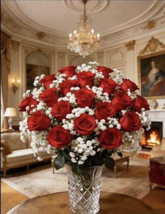 29PCS Red And White Mixed Artificial Rose Bouquet, High-End Faux Flowers, Everlasting, Suitable For 