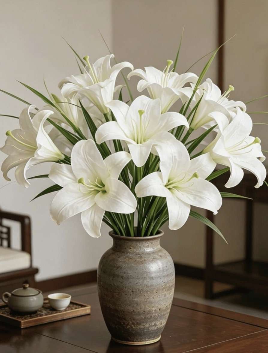 Artificial Flowers, Artificial Mixed Color Silk Lilies, Artificial Lilies, For Home Decor, Wedding D
