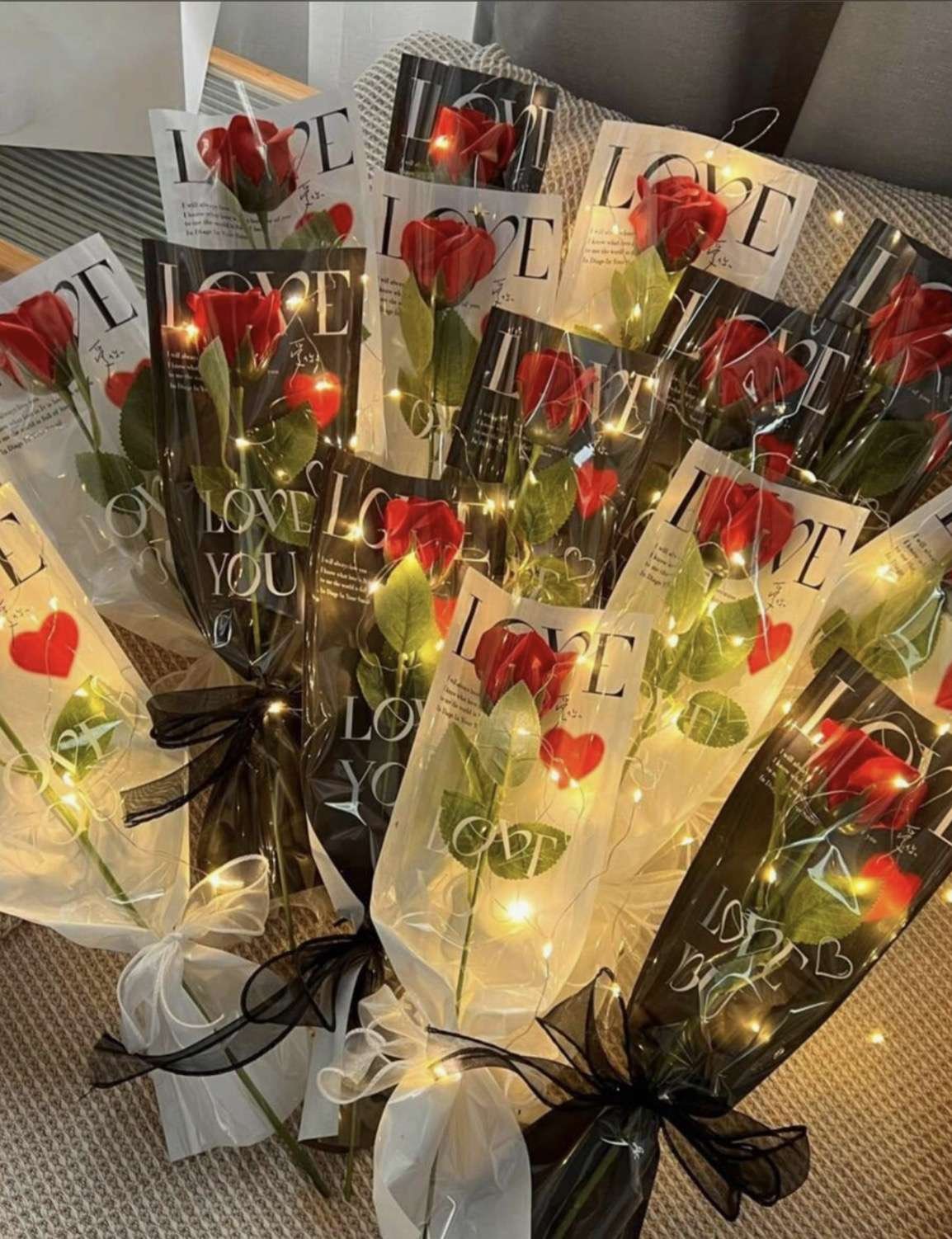 10pcs/Pack Transparent Flower Bouquet Gift Bags, Colorful Flower Packaging Bags, Single Rose Packagi