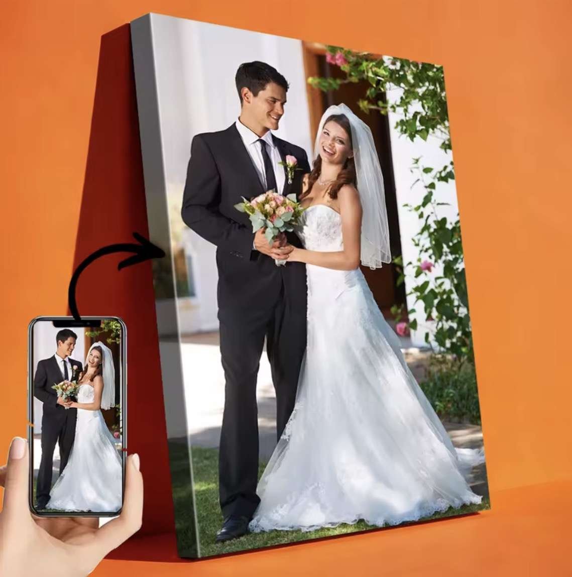 1 Pc Customized Photos on Canvas with DIY Wood Frame or Frameless Poster, Personalized Custom Photos