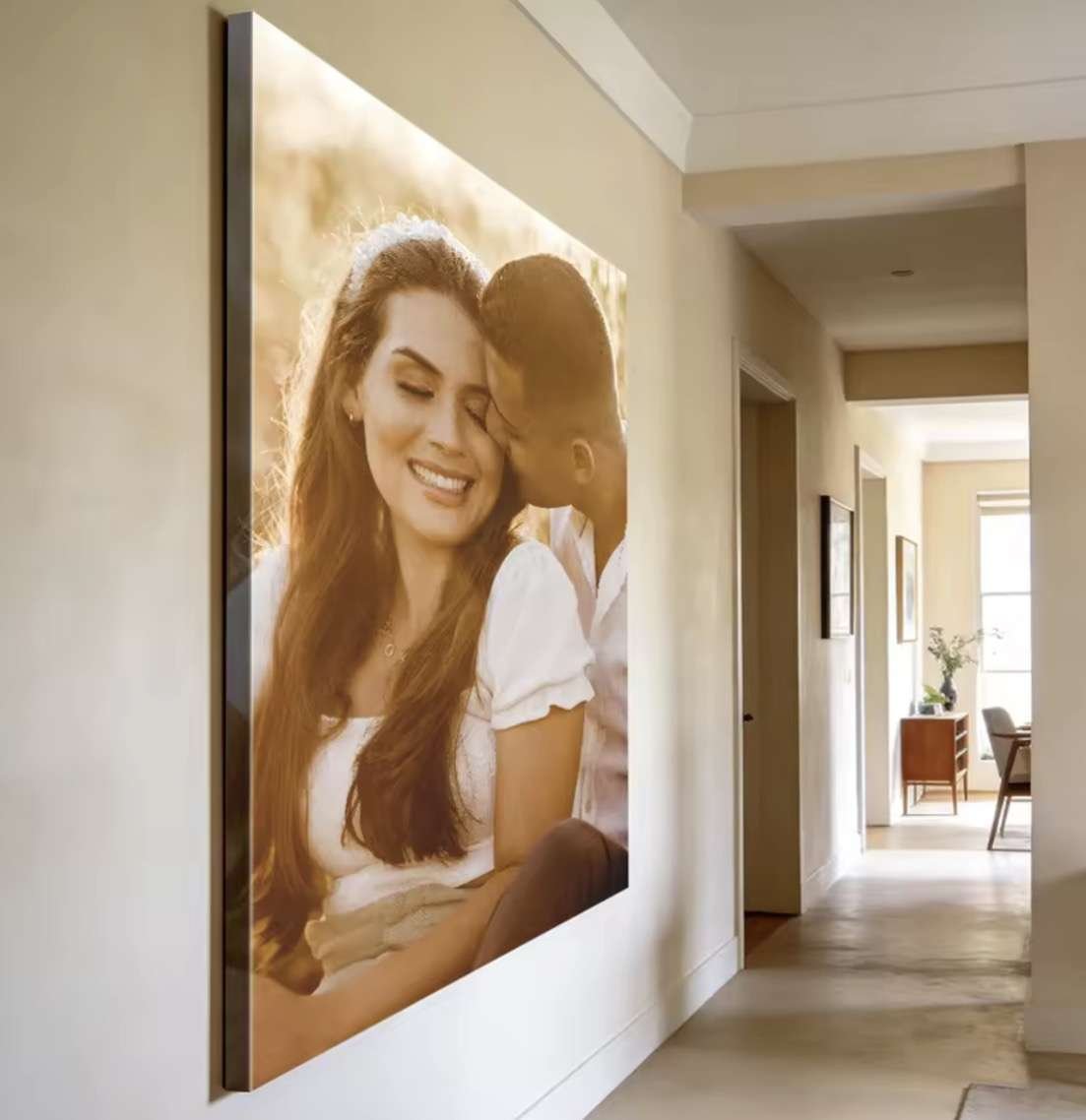 1 Pc Customized Photos on Canvas with DIY Wood Frame or Frameless Poster, Personalized Custom Photos